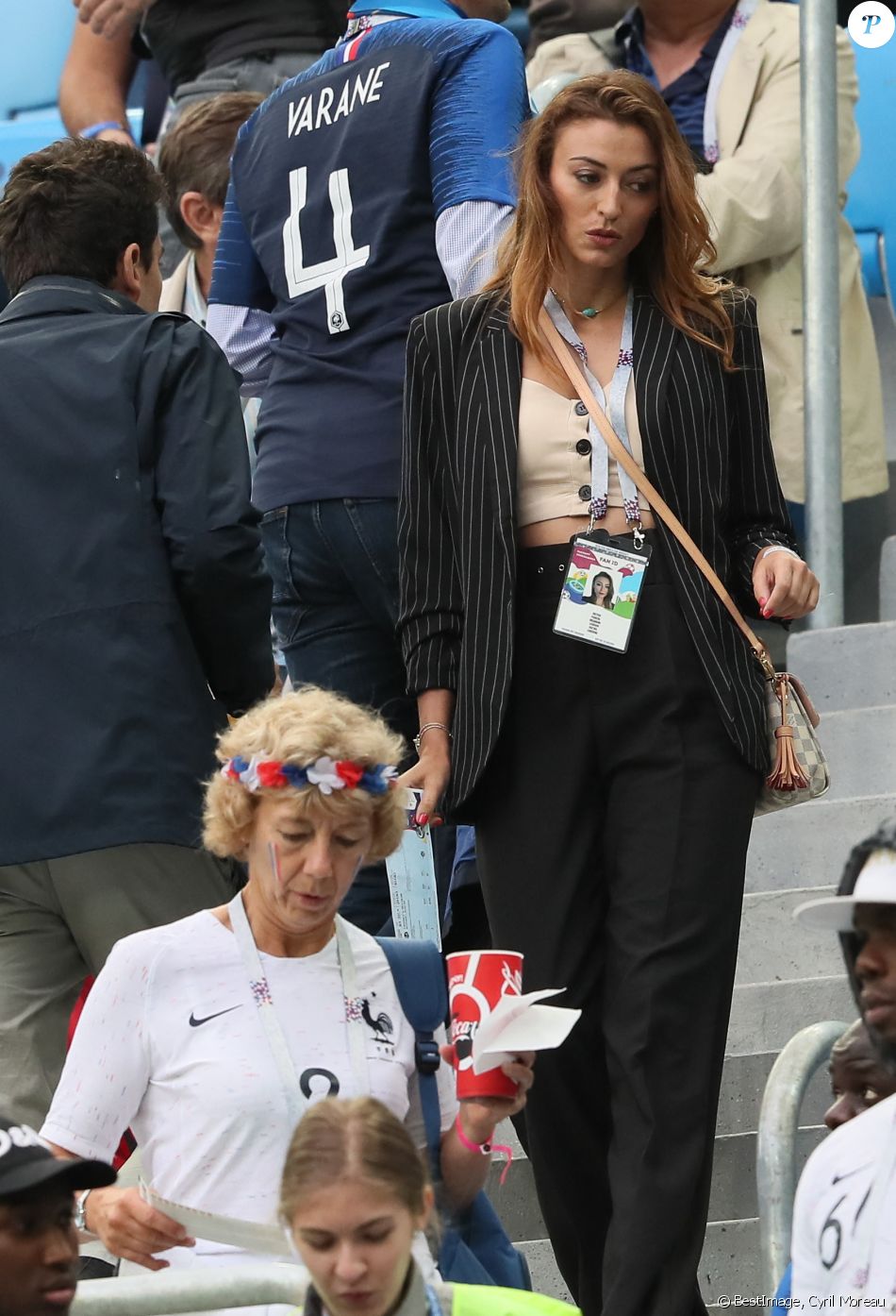 Rachel Legrain-Trapani dans les tribunes lors de la demi-finale de la coupe du monde opposant la France à la Belgique à Saint-Pétersbourg le 10 juillet 2018 © Cyril Moreau/Bestimage