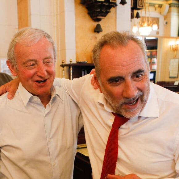 Yann Queffelec, Antoine Duléry - Déjeuner de délibération des prix littéraires des 25ème journées du livre et du vin de Saumur aux Deux-Magots (deux magots) à Paris, France, le 14 juin 2021. © Christophe Clovis/Bestimage 