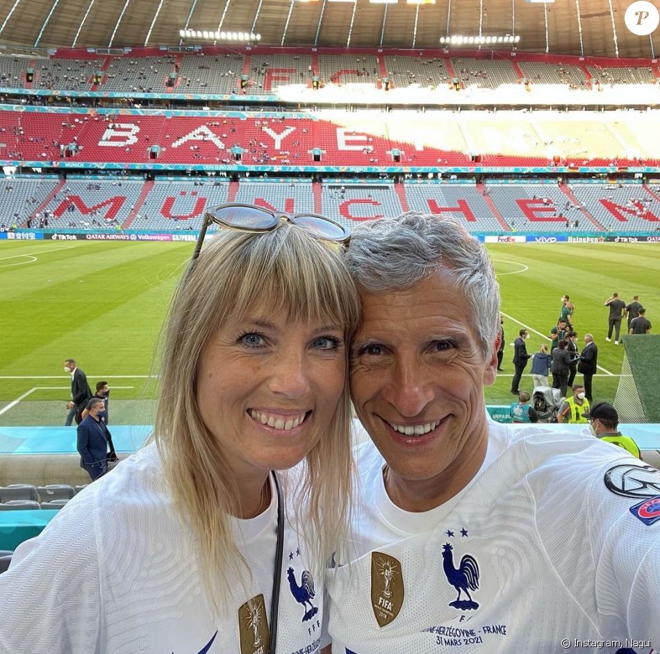 Nagui et Mélanie Page - Match de l'UEFA Euro opposant l ...