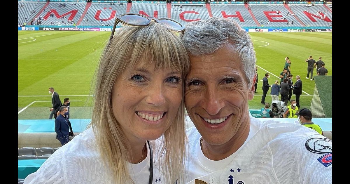 Nagui et Mélanie Page - Match de l'UEFA Euro opposant l ...