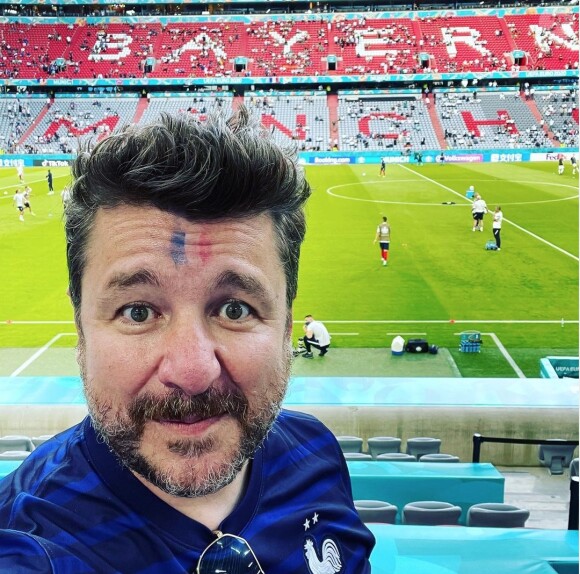 Bruno Guillon - Match de l'UEFA Euro 2020 opposant l'Allemagne à la France au stade Allianz Arena à Munich. Instagram. Le 15 juin 2021.