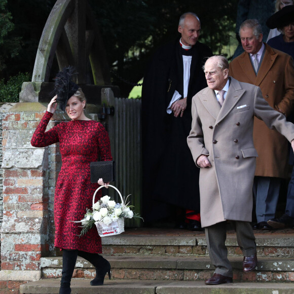 Sophie, comtesse de Wessex, Le prince Philip duc d'Edimbourg, le prince Charles, prince de Galles - La famille royale assiste à la messe de Noël à l'église de Sandringham le 25 décembre 2016.