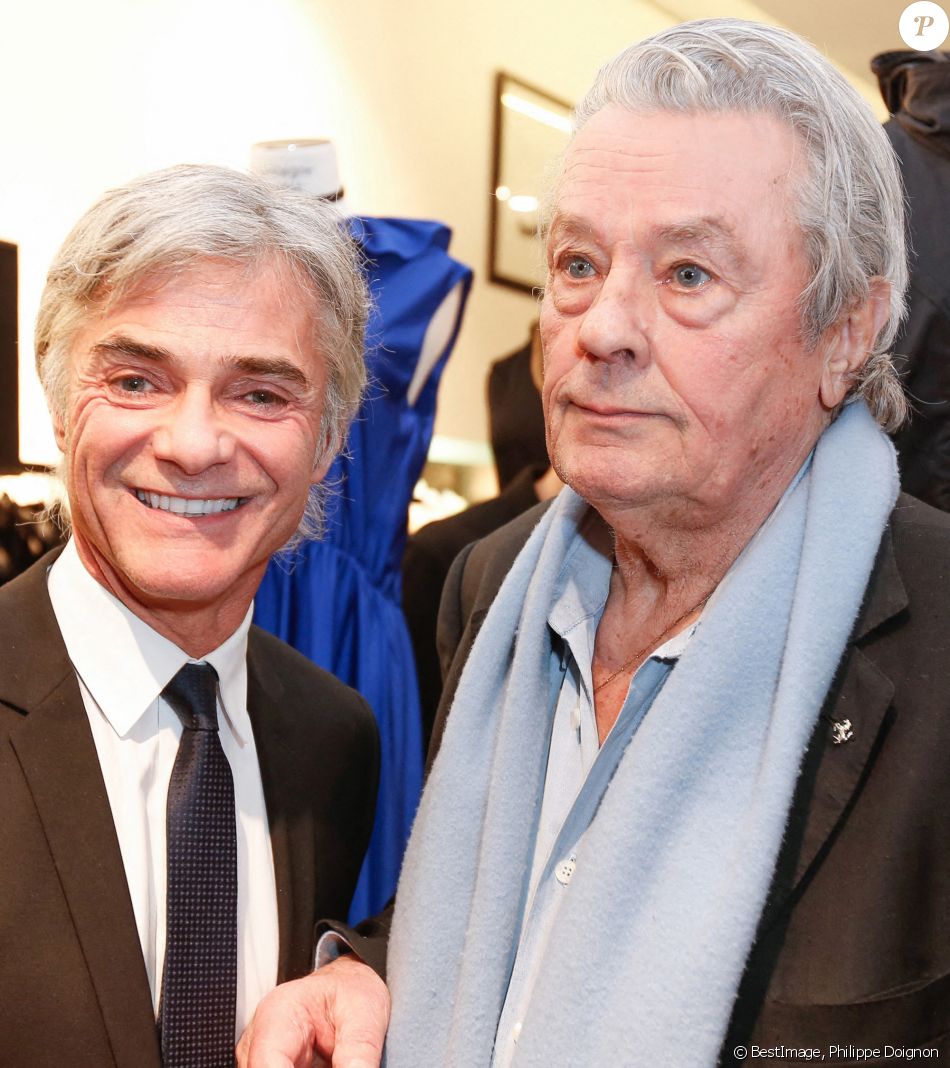 Exclusif - Cyril Viguier, Alain Delon - Lancement de la marque de vêtements de cuir "Anthony Delon 1985" chez Montaigne Market à Paris. Le 7 mars 2017 © Philippe Doignon / Bestimage