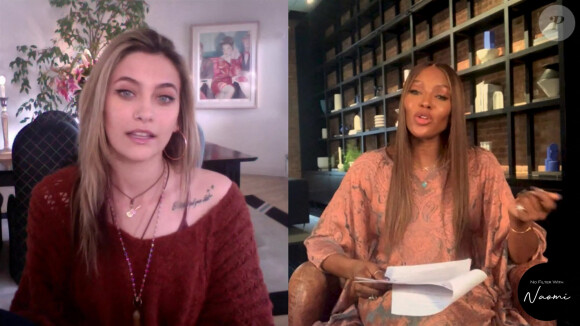 Paris Jackson et Naomi Campbell en visioconférence dans l'émission "No Filter with Naomi" sur la chaîne YouTube du mannequin, le 31 mars 2021.