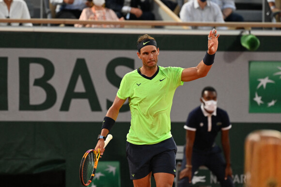 Rafael Nadal-Novak Djokovic a battu Rafael Nadal (3-6, 6-3, 7-6 [4], 6-2 en 4h11) lors de la demi-finale des Internationaux de France de Roland Garros à Paris, le 11 juin 2021. © Chryslene Caillaud / Panoramic / Bestimage 