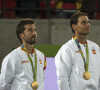 Rafael Nadal et Marc Lopez remporte la finale du double masculin de tennis lors des Jeux Olympiques (JO) de Rio 2016 à Rio de Janeiro le 12 aout 2016. 