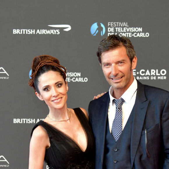 Fabienne Carat (longue robe en tulle noir Christophe Guillarmé, collier Helena Joy Paris) et Franck Sémonin lors de la soirée d'ouverture du 60ème Festival de Télévision de Monte-Carlo au Grimaldi Forum à Monaco, le 18 juin 2021. Créé en 1961 par le Prince Rainier III de Monaco, le Festival de Télévision de Monte-Carlo présente, depuis plus d'un demi-siècle, les tendances du petit écran et anticipe les révolutions du secteur. © Bruno Bébert/Bestimage