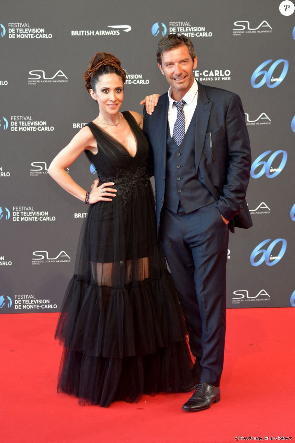 Fabienne Carat (longue robe en tulle noir Christophe Guillarmé, collier Helena Joy Paris) et Franck Sémonin lors de la soirée d'ouverture du 60ème Festival de Télévision de Monte-Carlo au Grimaldi Forum à Monaco, le 18 juin 2021. Créé en 1961 par le Prince Rainier III de Monaco, le Festival de Télévision de Monte-Carlo présente, depuis plus d'un demi-siècle, les tendances du petit écran et anticipe les révolutions du secteur. © Bruno Bébert/Bestimage