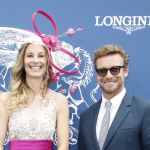 Robin Soumillon,Sophie Thalmann (robe Christophe Guillarmé),Simon Baker - Prix de Diane Longines 2019 à l'hippodrome de Chantilly, Le 16 Juin 2019. © Marc Ausset-Lacroix/Bestimage 