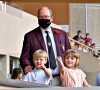 Le prince Albert II de Monaco et ses enfants Jacques et Gabriella durant la dernière journée du World Rugby Sevens Repechage tournament qui se déroule au Stade Louis II. © Bruno Bebert/Bestimage