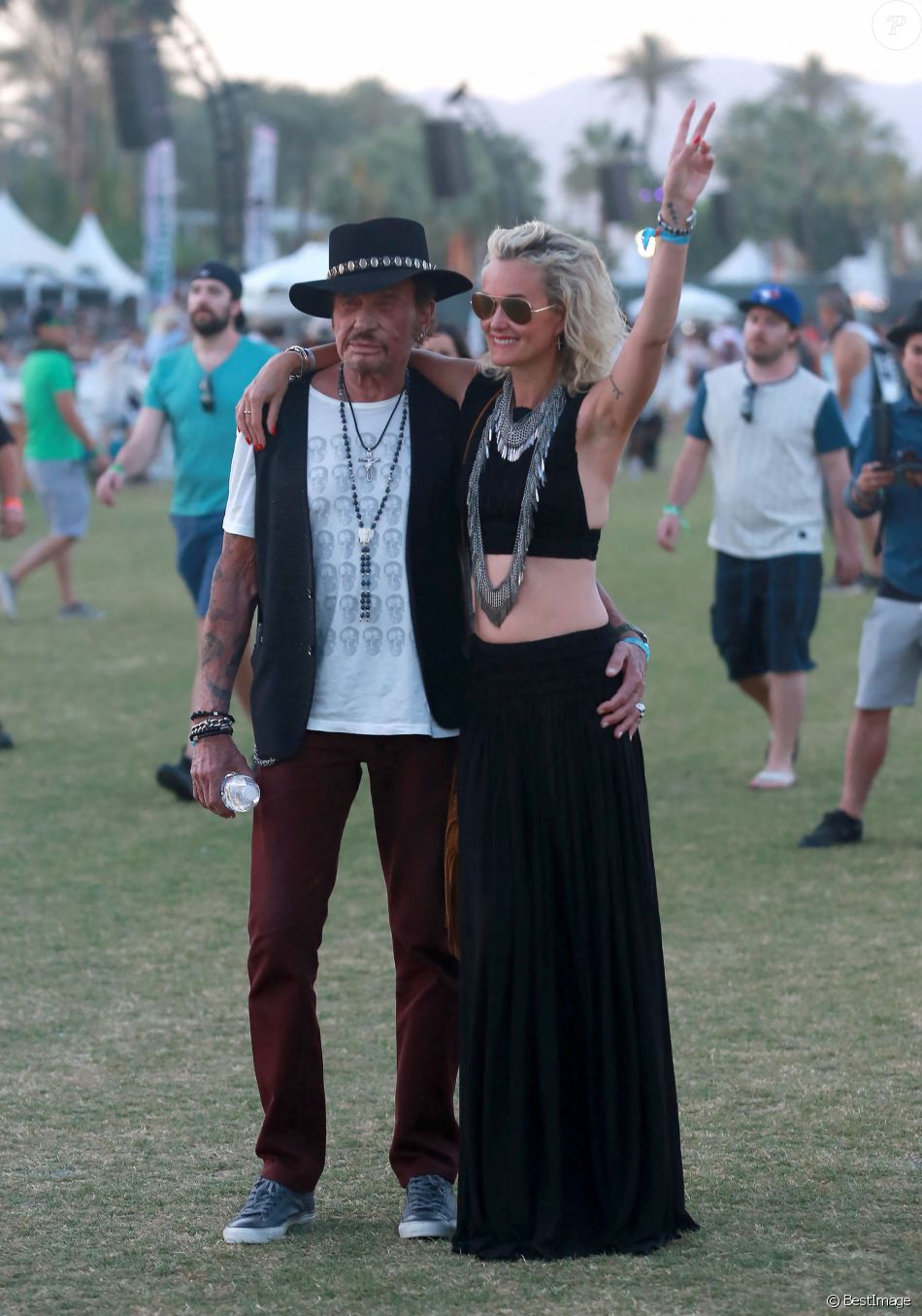 Johnny et Laeticia Hallyday assistent au 4 ème jour du Festival de "Coachella Valley Music and Arts" à Indio Le 18 avril 2015