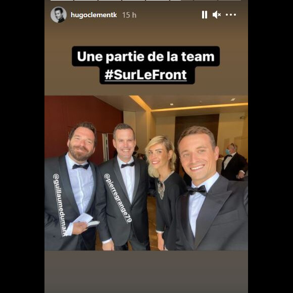 Hugo Clément a partagé cette photo de lui en story Instagram, le 22 juin 2021 lors du Festival de Monte-Carlo à Monaco avec ses partenaires de Sur le front.