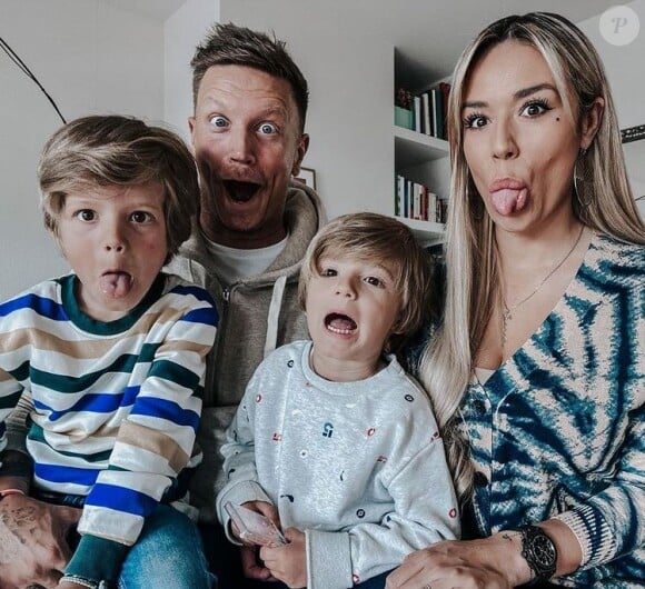 Benjamin Machet avec sa compagne Sarah et leurs enfants Tao et Damian, le 17 mai 2021