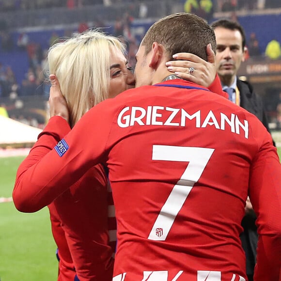 Erika Choperena et Antoine Griezman après la finale de la Ligue Europa, l'Olympique de Marseille contre l'Atlético de Madrid au stade Groupama à Decines-Charpieu banlieue de Lyon, France, le 16 mai 2018. L'Atlético de Madrid a gagné 3-0. © Cyril Moreau/Bestimage