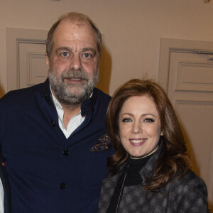 Exclusif - Marc Ladreit de Lacharrière, Eric Dupond-Moretti et sa compagne Isabelle Boulay au théâtre de la Madeleine à Paris. © Pierre Perusseau/Bestimage