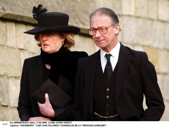 Lady Jane Fellowes et Sir Roberts aux funérailles de la princesse Margaret en 2002.