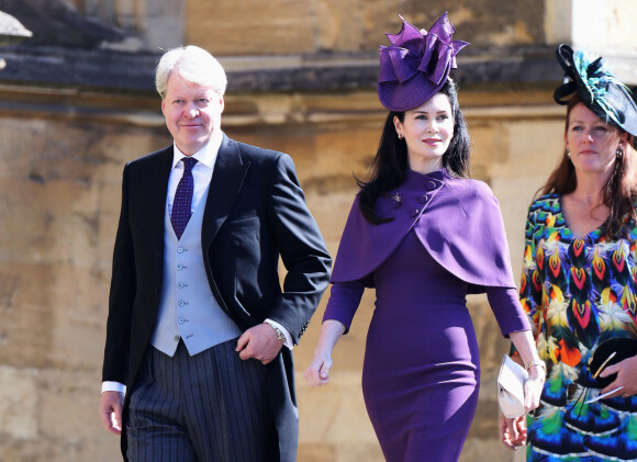 Charles Spencer et Karen Spencer - Les invités arrivent à la chapelle St. George pour le mariage du prince Harry et de Meghan Markle au château de Windsor, Royaume Uni, le 19 mai 2018.