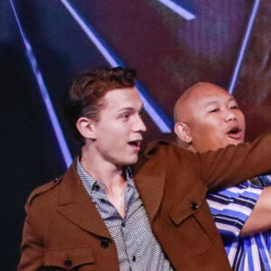 Tom Holland, Zendaya et Jacob Batalon - Les acteurs du film "Spider-Man: Far From Home" lors de la cérémonie d'illumination de l'Empire State Building à New York, le 24 juin 2019.