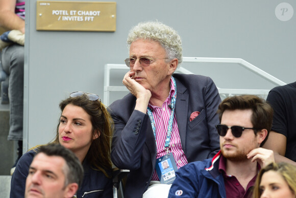 Nelson Monfort dans les tribunes des internationaux de France de tennis de Roland Garros 2019 à Paris, le 26 mai 2019.