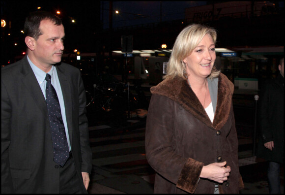 Marine Le Pen et Louis Aliot arrivent à BFMTV à Paris