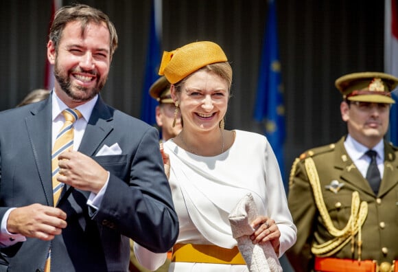 Le prince Guillaume de Luxembourg, la comtesse Stéphanie de Lannoy - Cérémonie de départ du roi Willem-Alexander des Pays-Bas et de la reine Maxima devant le palais Grand Ducale à Luxembourg