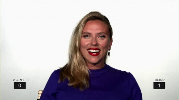 Scarlett Johansson participe à un quiz Marvel avec Jimmy Fallon en visio sur le plateau de l'émission "The Tonight Show Starring Jimmy Fallon" 