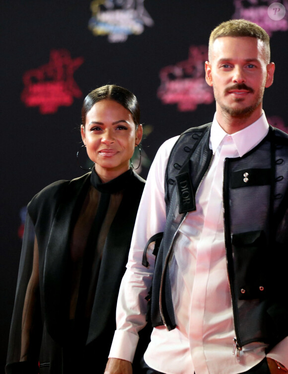 Christina Milian enceinte et son compagnon Matt Pokora (M. Pokora) - 21ème édition des NRJ Music Awards au Palais des festivals à Cannes le 9 novembre 2019. 