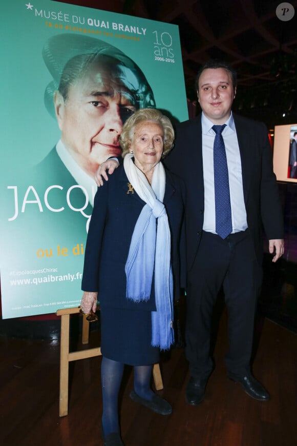 Bernadette Chirac et son petit-fils Martin Rey-Chirac - Inauguration de l'exposition "Jacques Chirac ou le dialogue des cultures" au musée du Quai Branly à Paris, le 20 juin 2016. 