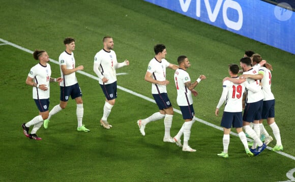 Les joueurs anglais lors du quart de finale de l'Euro 2020 Angleterre - République Tchèque au Stade Olympique de Rome. Londres, le 3 juillet 2021.