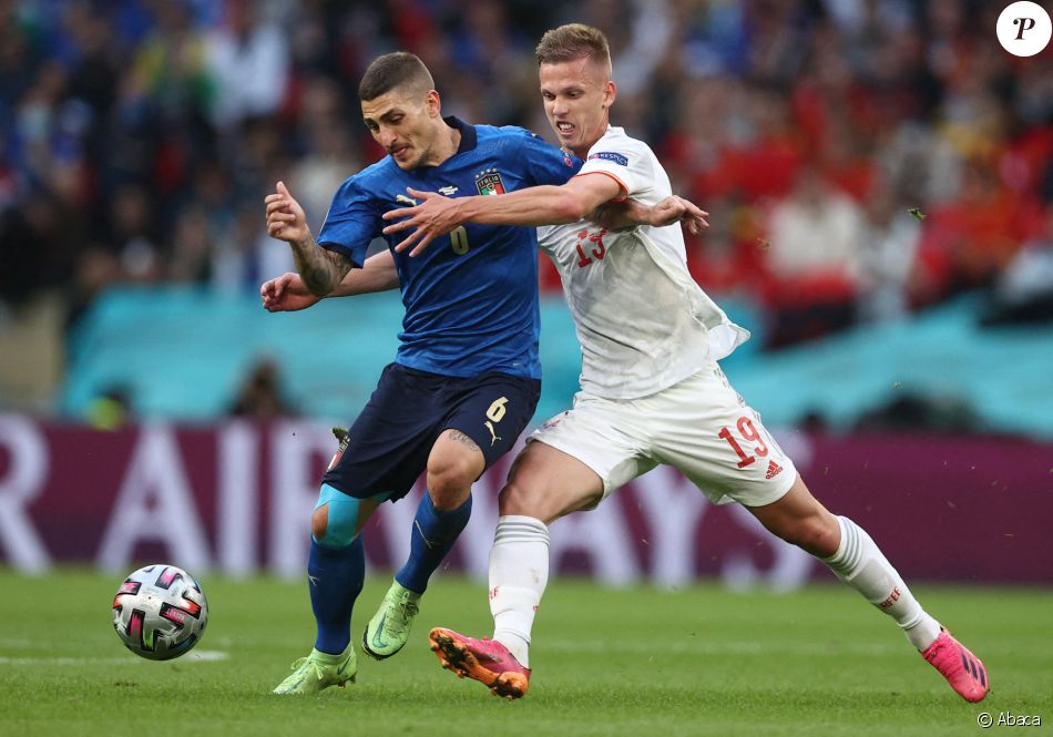 Marco Verratti lors de la demi-finale de l'Euro 2020 entre l'Italie et l'Espagne au stade de Wembley. Londres, le 6 juillet 2021.