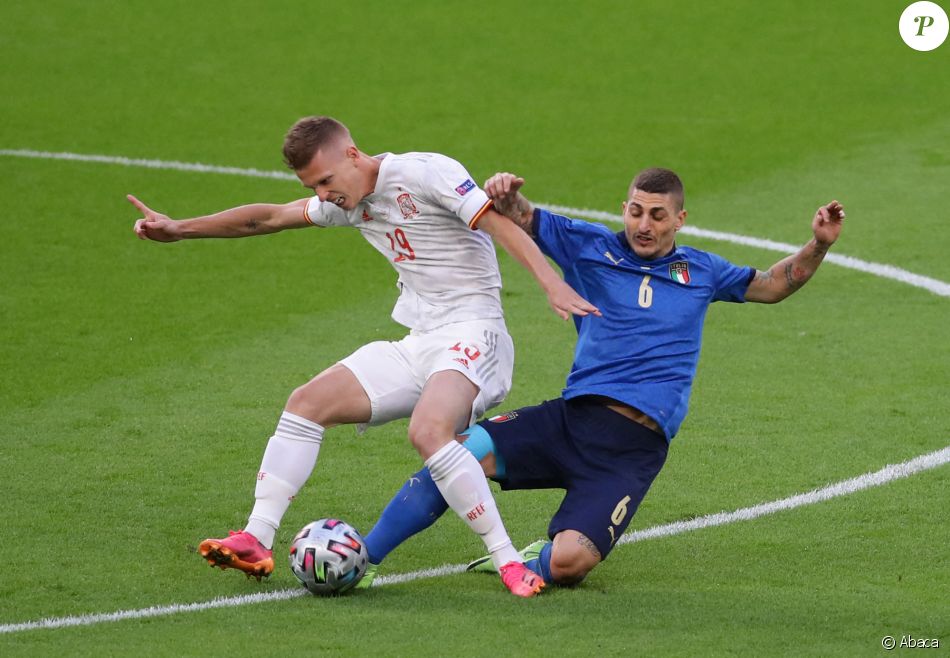 Marco Verratti lors de la demi-finale de l'Euro 2020 entre l'Italie et l'Espagne au stade de Wembley. Londres, le 6 juillet 2021.