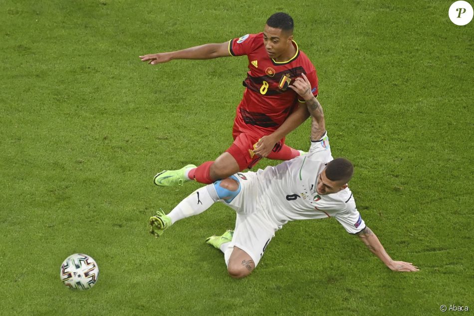 Marco Verratti lors du quart de finale de l'Euro 2020 entre la Belgique et l'Italie à l'Allianz Arena. Munich, le 2 juillet 2021.