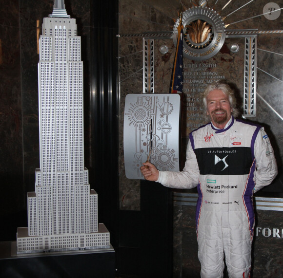 Richard Branson allume l'Empire State Building en l'honneur de DS Virgin Racing à New York, le 14 juillet 2017 