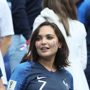 Valérie Bègue dans les tribunes lors des quarts de finale de la Coupe du monde opposant la France à l'Uruguay au stade de Nijni Novgorod à Nijni Novgorod, Russie, le 6 juillet 2018. © Cyril Moreau/Bestimage