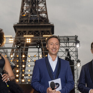 Exclusif - Stéphane Bern, Pretty Yende et Renaud Capuçon lors de l'évènement "Le Concert de Paris" depuis le Champ-de-Mars à l'occasion de la Fête Nationale du 14 Juillet 2021. © Perusseau-Veeren/Bestimage