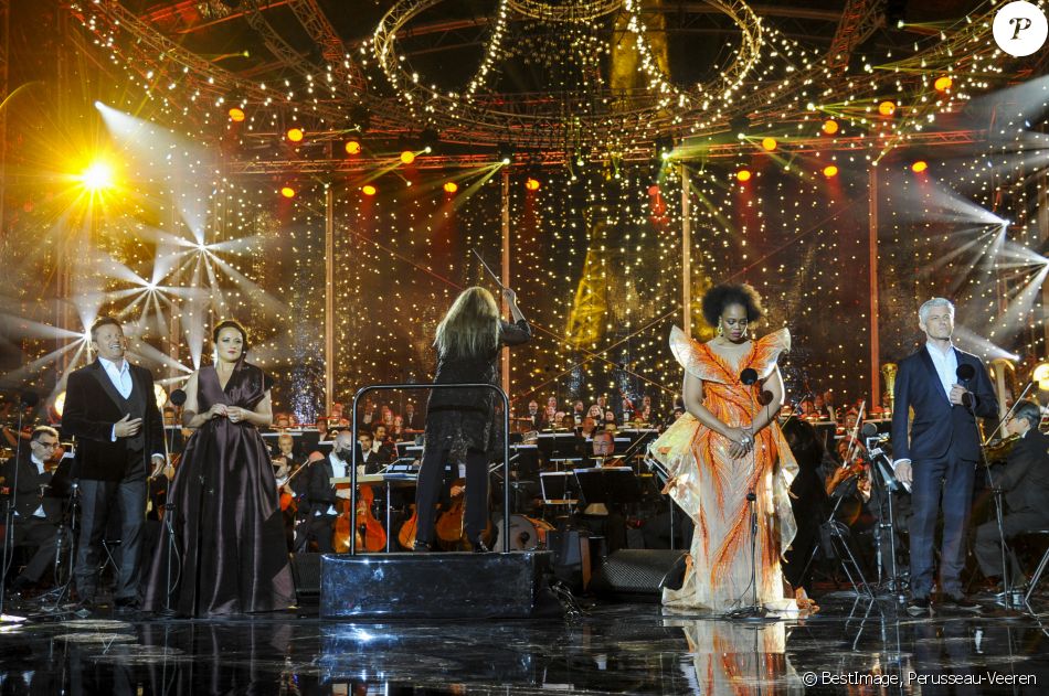 Exclusif - Piotr Beczala, Clémentine Margaine, Pretty Yende et Edwin Crossley-Mercer lors de l'évènement "Le Concert de Paris" depuis le Champ-de-Mars à l'occasion de la Fête Nationale du 14 Juillet 2021.© Perusseau-Veeren/Bestimage