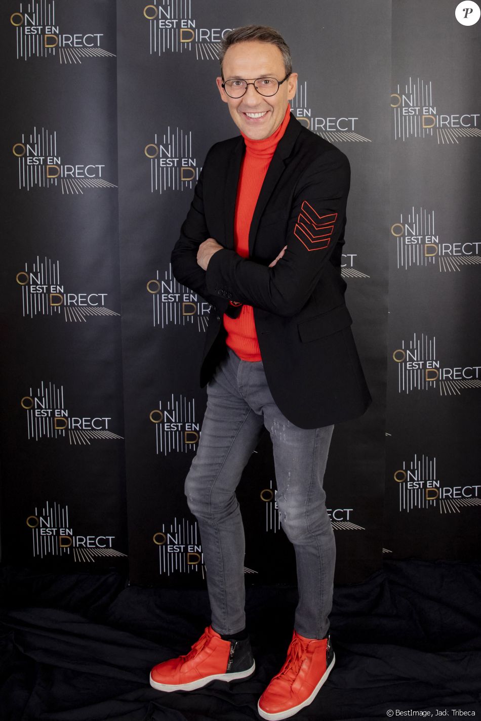 Exclusif - Julien Courbet (RTL) - Backstage de l'enregistrement de l'émission "On Est En Direct" (OEED), Spéciale 100 ans de la radio, présentée par L.Ruquier, diffusée sur France 2 le 8 mai © Jack Tribeca / Bestimage