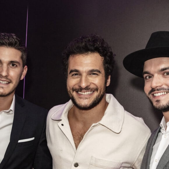 Exclusif - Jules Durand, Amir Haddad, Noam Smadja (DJ Noyz) - Le Grand Dîner du 14 juillet, sur le rooftop de l'hôtel Pullman Tour Eiffel à Paris, France, le 14 juillet 2021. © Jack Tribeca/Bestimage