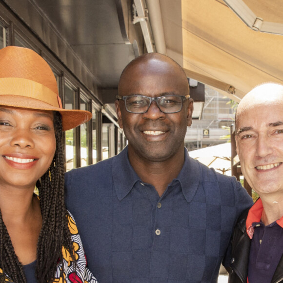 Exclusif - Kareen Guiock, Lilian Thuram et Gilles Muzas - Aujourd'hui au restaurant Le Récamier dirigé par le chef Gérard Idoux est inauguré la première des "déjeuners d'étés". © Jack tribeca / Bestimage