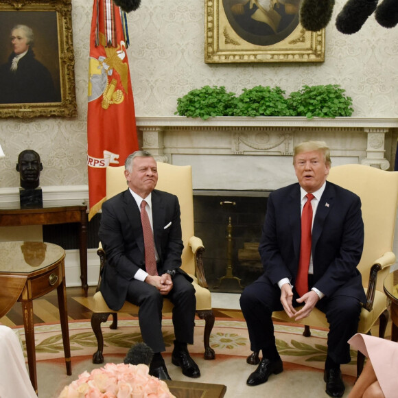 Le roi Abdallah de Jordanie et la reine Rania de Jordanie, le président des Etats-Unis Donald Trump et sa femme Melania Trump - Le roi Abdallah de Jordanie et la reine Rania sont reçus par Donald et Melania Trump à la Maison Blanche à Washington, le 25 juin 2018.