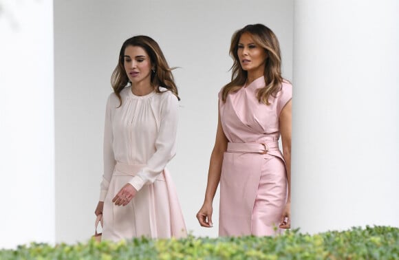 La reine Rania de Jordanie et Melania Trump - Le roi Abdallah de Jordanie et la reine Rania sont reçus par Donald et Melania Trump à la Maison Blanche à Washington, le 25 juin 2018.