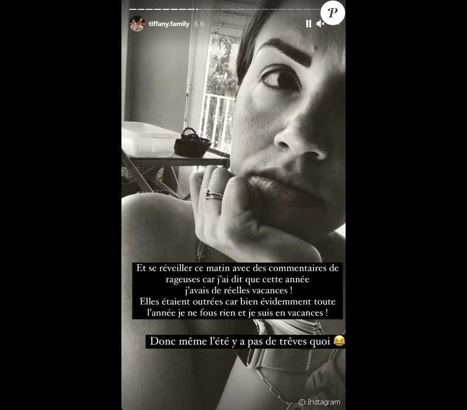 Critiquée à la suite d'une publication, Tiffany Cruchou sort les griffes en story Instagram, le 20 juillet 2021