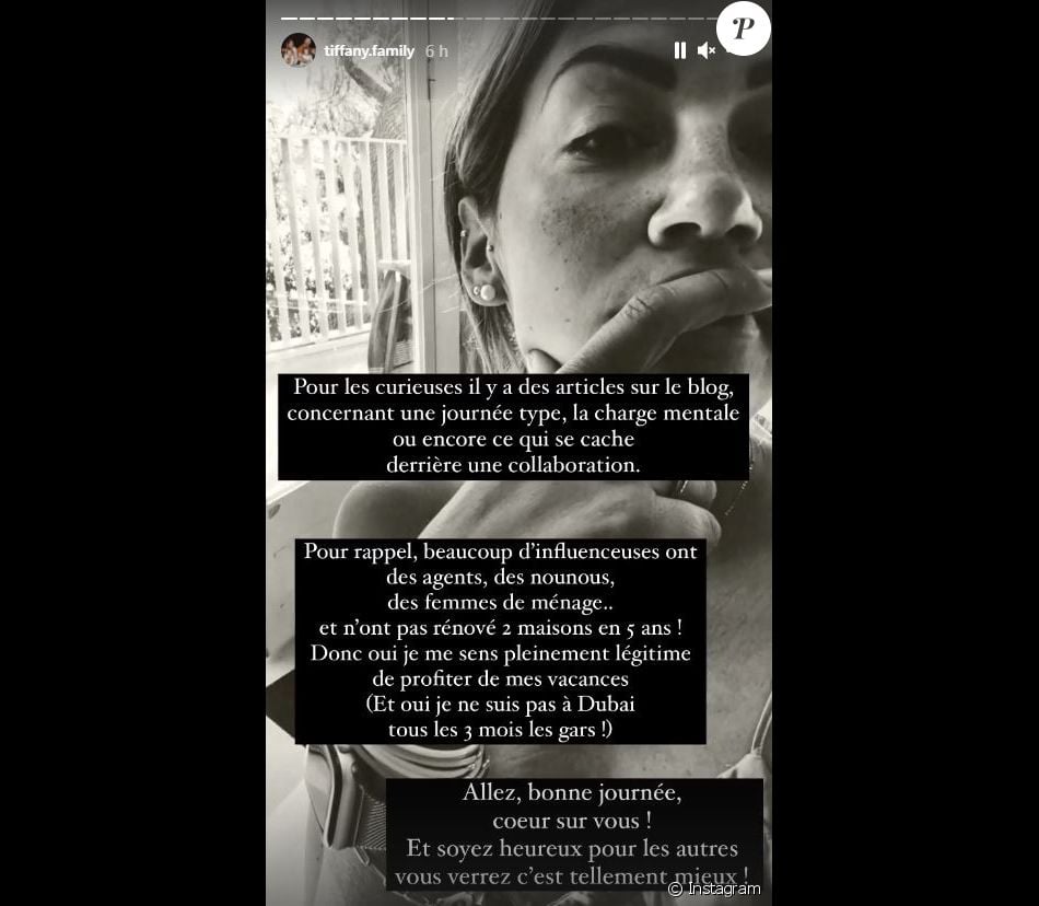 Critiquée à la suite d'une publication, Tiffany Cruchou sort les griffes en story Instagram, le 20 juillet 2021