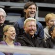 Boris Becker assiste au tournoi exhibition de Prague avec sa femme Lilly, le 21/11/09, à Prague.  