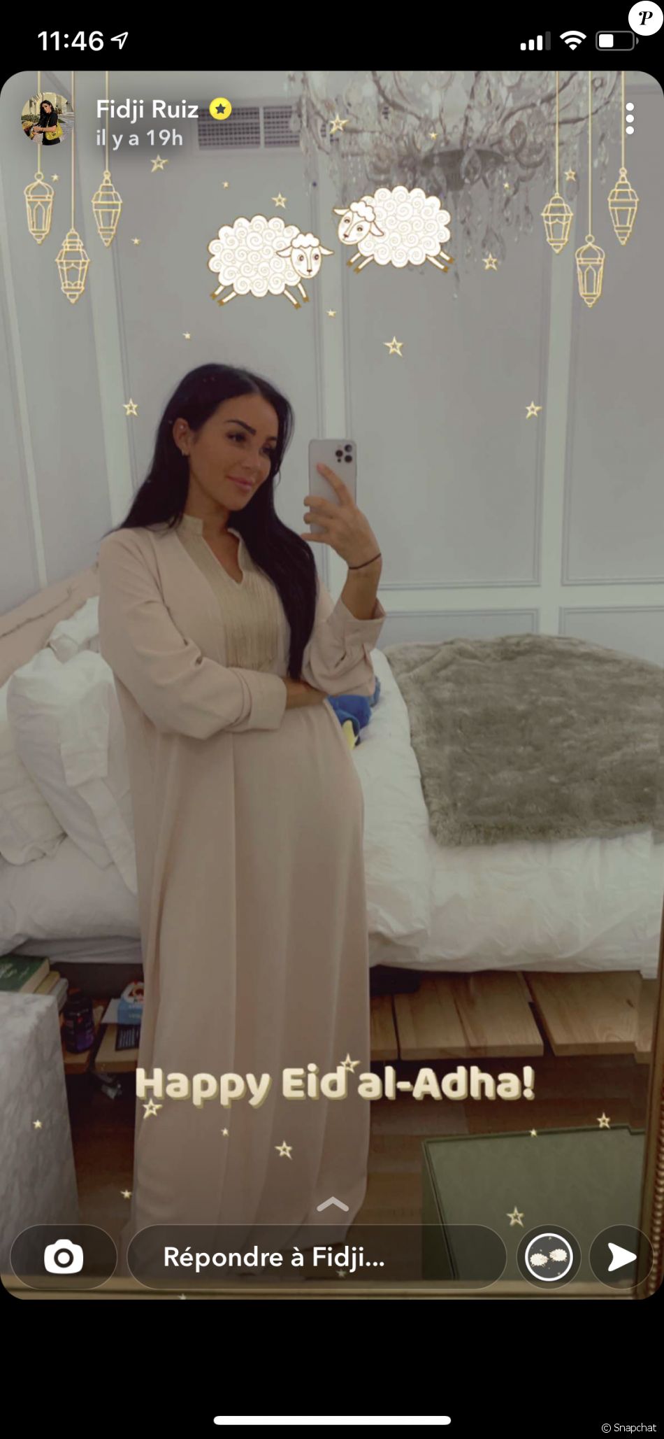 Fidji Ruiz, candidate de télé-réalité convertie à l'islam, célèbre la fête de l'Aïd avec son compagnon Anas, en juillet 2021.
