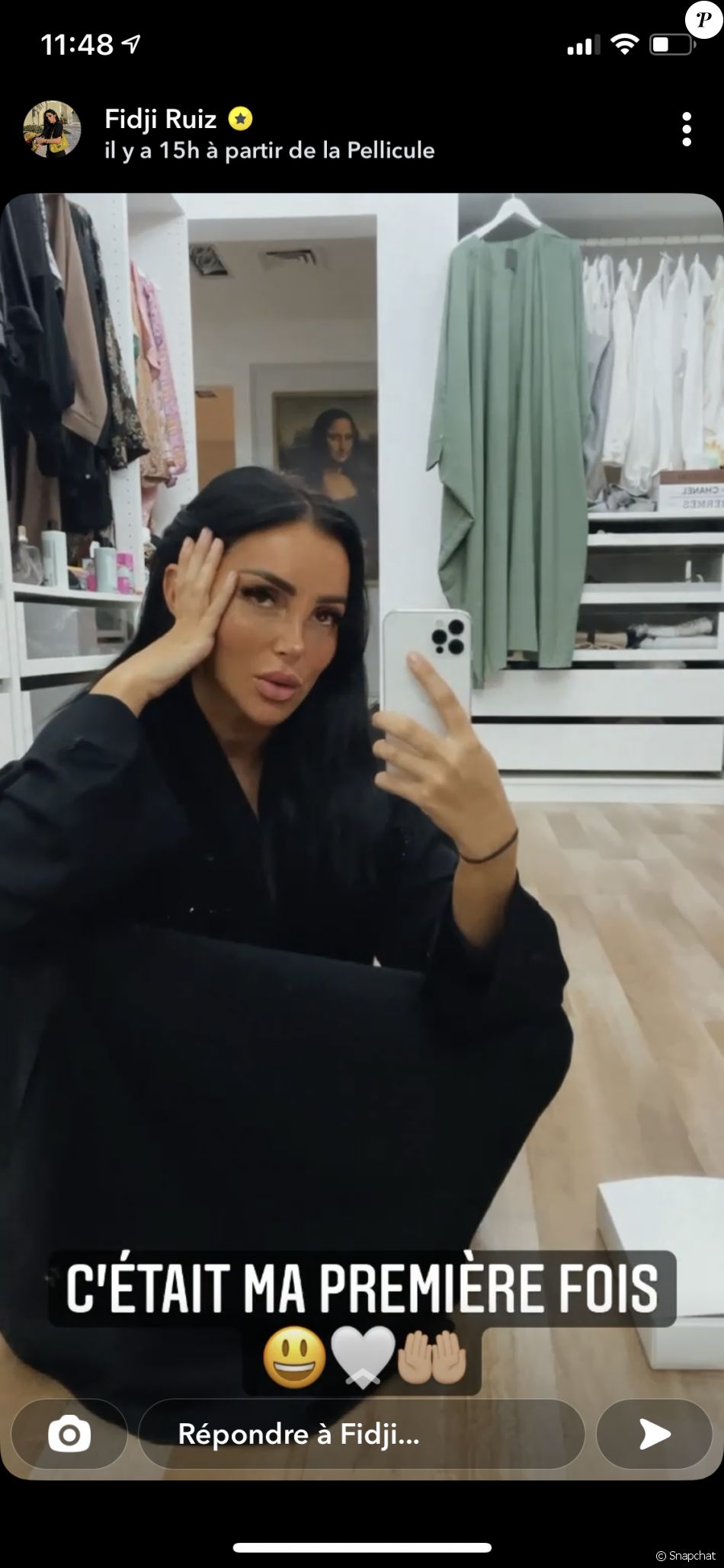 Fidji Ruiz, candidate de télé-réalité convertie à l'islam, célèbre la fête de l'Aïd avec son compagnon Anas, en juillet 2021.