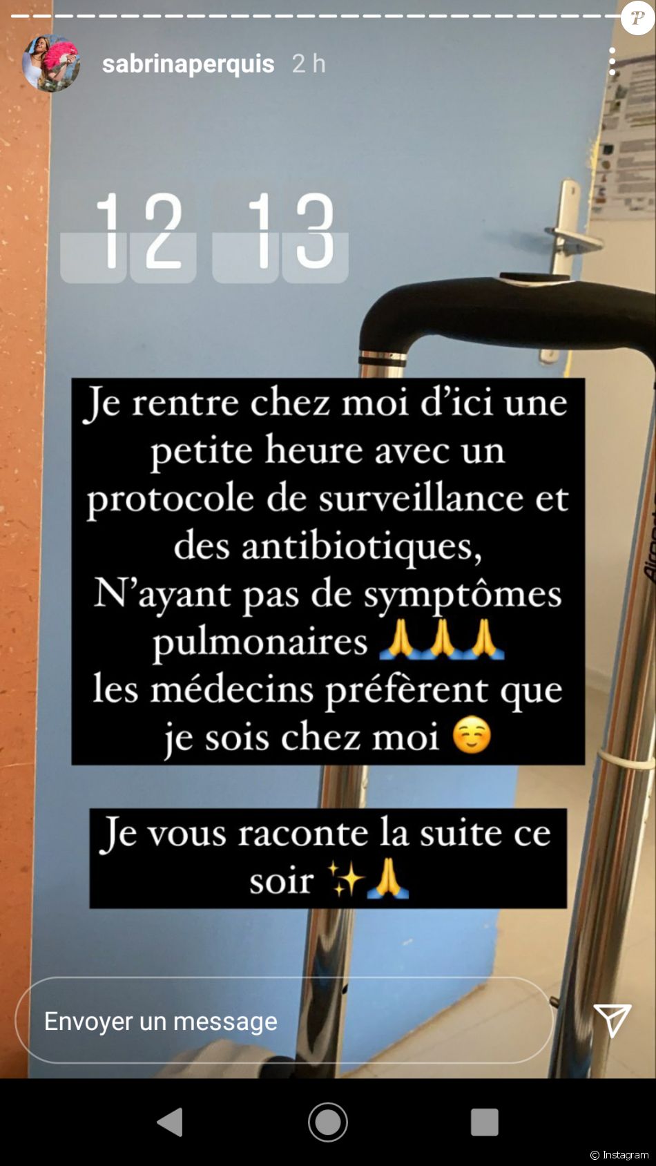Sabrina Perquis testée positive à la Covid-19, elle se confie sur Instagram