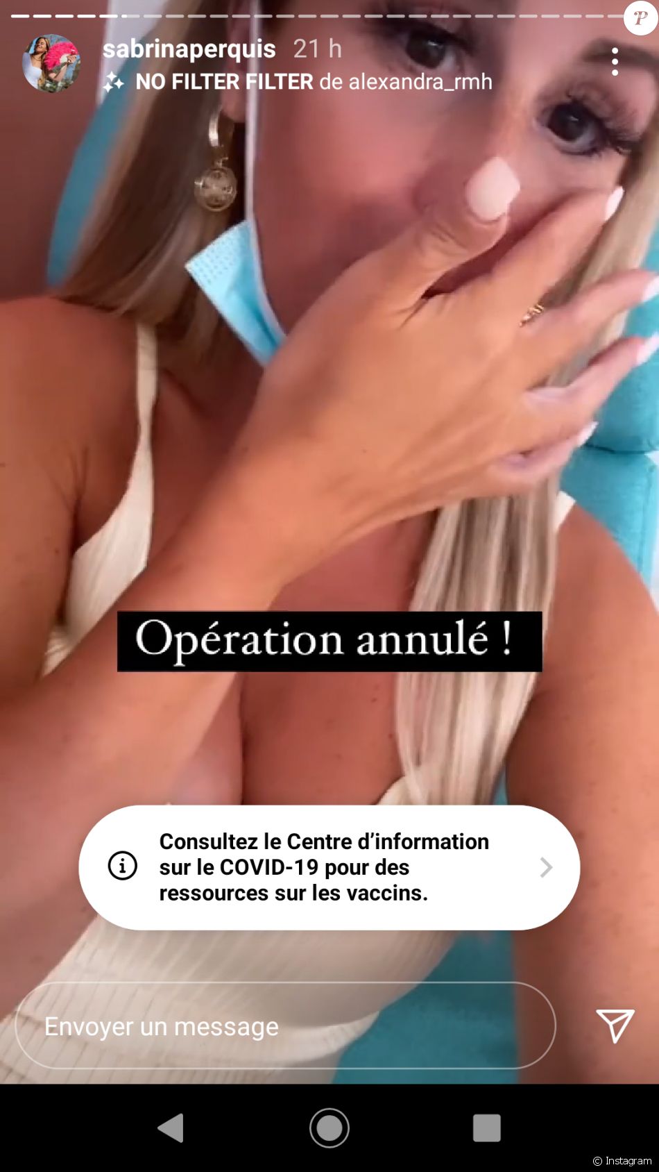Sabrina Perquis testée positive à la Covid-19, elle se confie sur Instagram