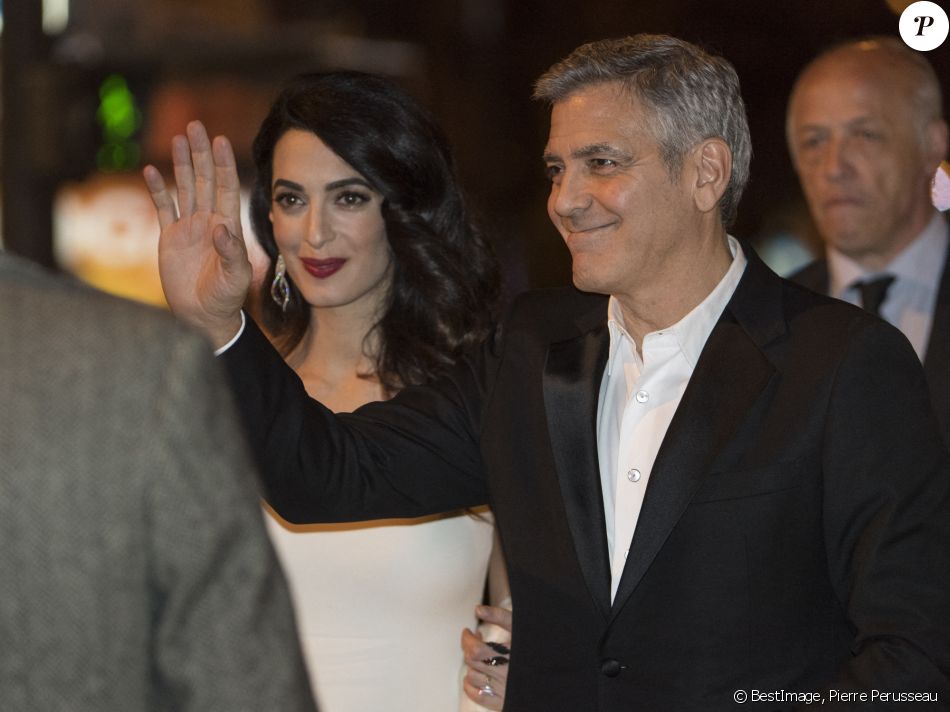 George Clooney et sa femme Amal Alamuddin - Arrivées au dîner de la 42ème cérémonie des César au Fouquet's à Paris. Le 24 février 2017 © Pierre Perusseau / Bestimage