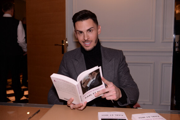 Baptiste Giabiconi lors du lancement du livre "Karl et moi" de Baptiste Giabiconi au Royal Monceau à Paris . © Rachid Bellak/Bestimage 